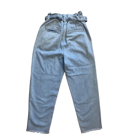 Aerie Jeans Womens Small Paperbag High Rise Belted Raw Hem‎ Distressed - Picture 3 of 3